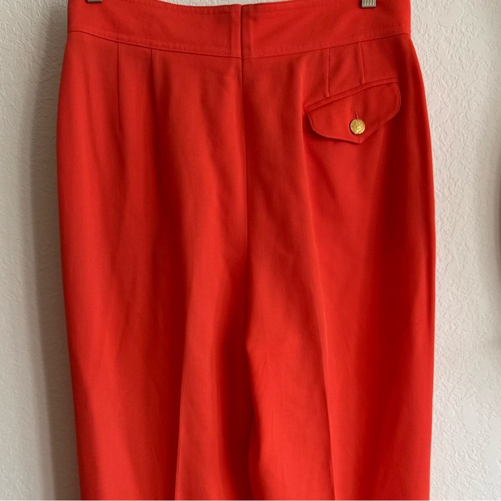 Vintage Escada Margaretha Ley Red Wool High Waist Designer Pants EU 42 - Picture 7 of 13